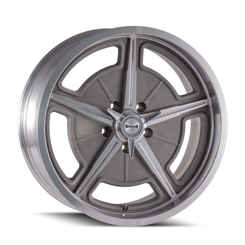 Ridler - 605 - Grey - MACHINED SPOKES & LIP - 18" x 9.5", 0 Offset, 5x139.7 (Bolt Pattern), 108mm HUB
