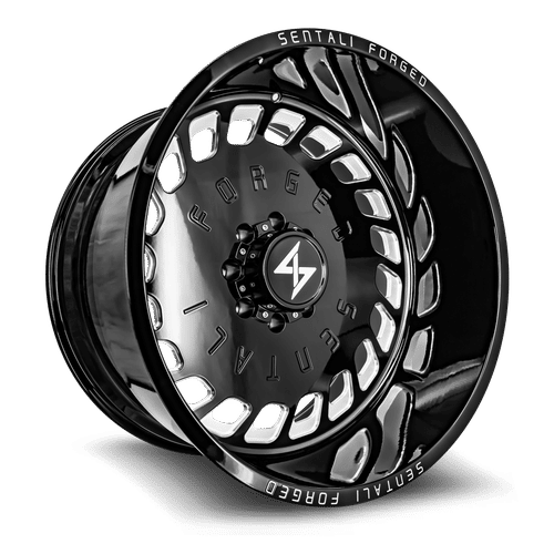 Sentali - Forged SF-4 - Black - Gloss Black Milled - 28" x 16", -99 Offset, 8x170 (Bolt pattern), 125.2mm HUB
