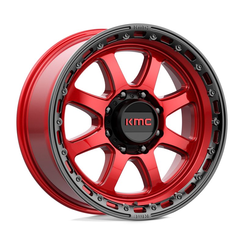 KMC Wheels - KM548 CHASE - CANDY RED WITH BLACK LIP - 20" x 9", 18 Offset, 8x165.1 (Bolt Pattern), 125.1mm HUB
