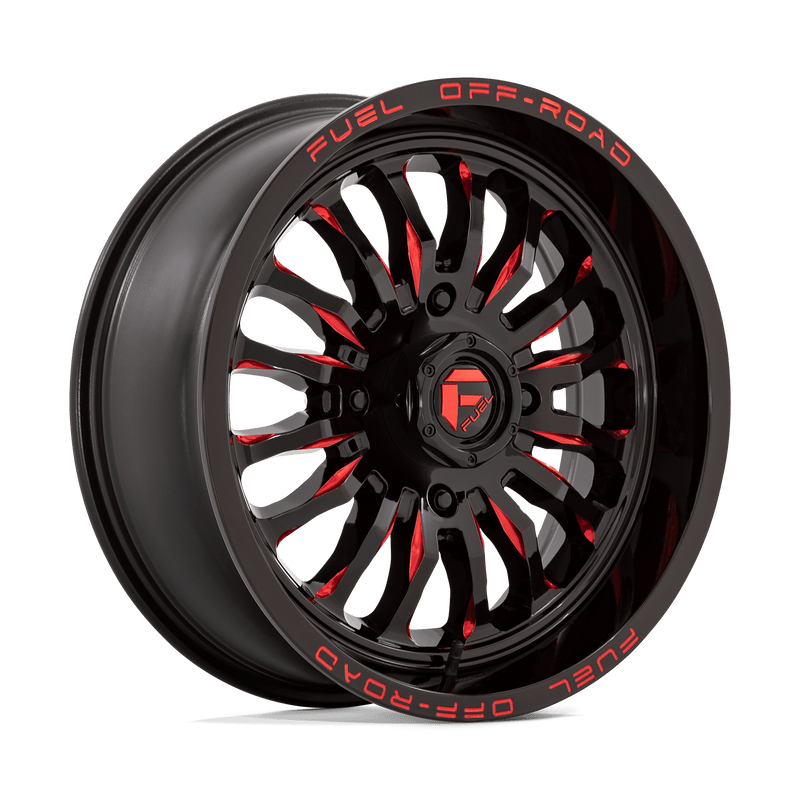Fuel UTV - D822 ARC UTV - Black - GLOSS BLACK MILLED RED - 18" x 7", 13 Offset, 4x137 (Bolt Pattern), 110.1mm HUB
