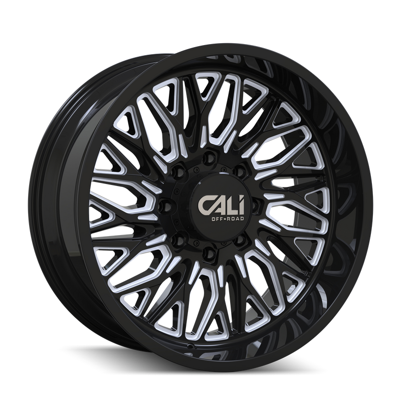 Cali Off-Road - CRUSHER - Black - Black Milled - 22" x 10", -19 Offset, 8x180 (Bolt pattern), 124.10mm HUB
