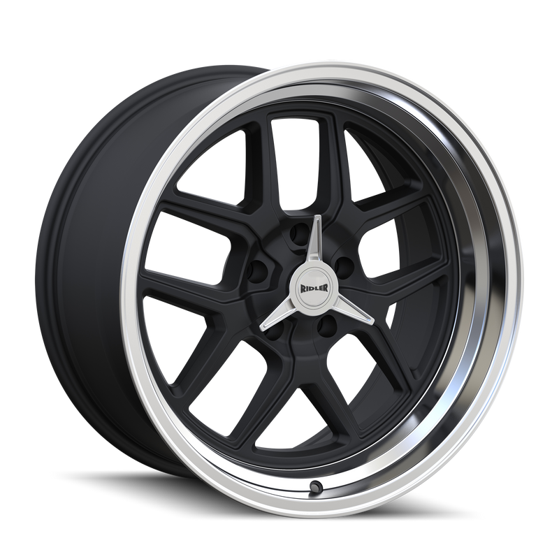 Ridler - 610 - Black - Matte Black/Polished Lip - 20" x 8.5", 0 Offset, 5x114.3 (Bolt pattern), 83.82mm HUB