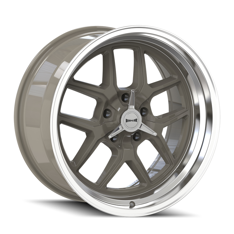 Ridler - 610 - Grey - Grey/Polished Lip - 17" x 8", 0 Offset, 5x127 (Bolt pattern), 83.82mm HUB