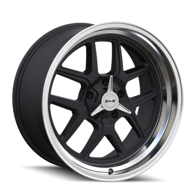 Ridler - 610 - Black - Matte Black/Polished Lip - 17" x 8", 0 Offset, 5x120.65 (Bolt pattern), 83.82mm HUB