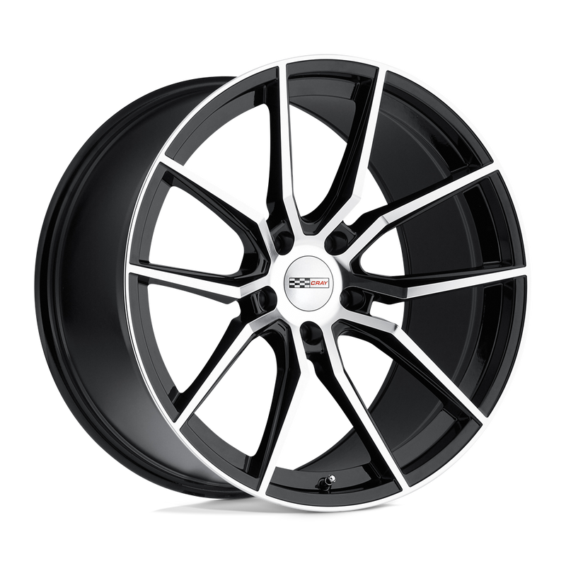Cray Wheels - SPIDER - Black - GLOSS BLACK WITH MIRROR CUT FACE - 18" x 9", 50 Offset, 5x120.65 (Bolt Pattern), 70.3mm HUB