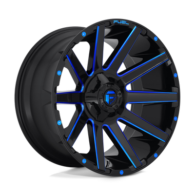 Fuel - D644 CONTRA - Black - GLOSS BLACK BLUE TINTED CLEAR - 20" x 10", -18 Offset, 8x165.1 (Bolt Pattern), 125.1mm HUB