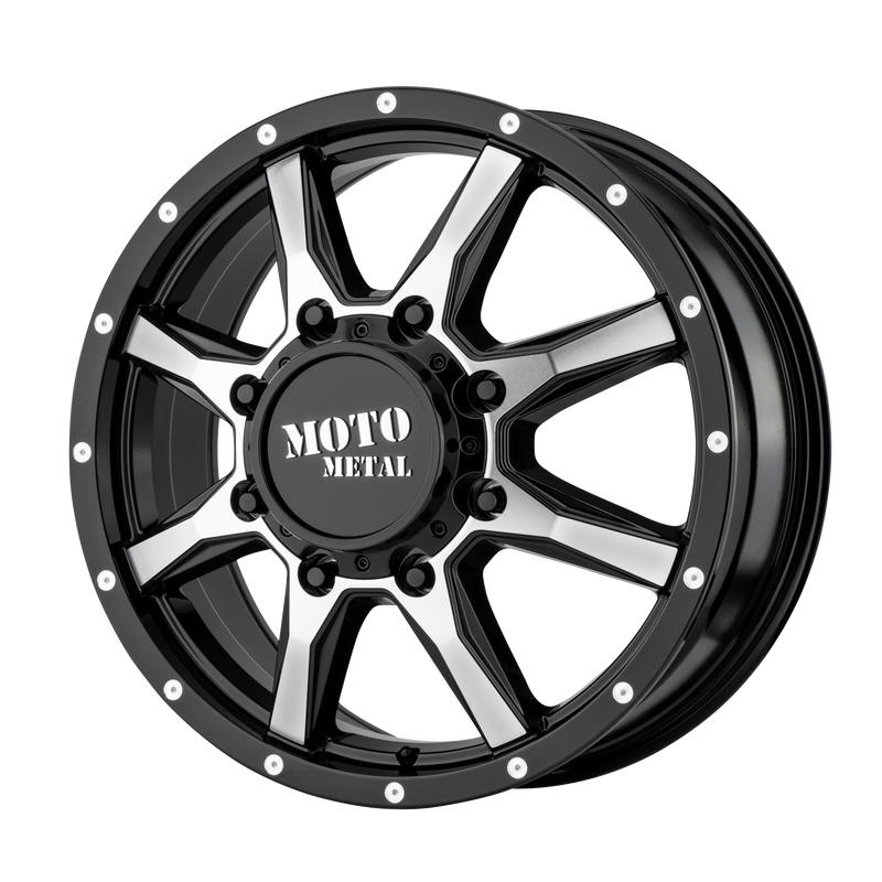 Moto Metal - MO995 - Black - GLOSS BLACK MACHINED - FRONT - 17" x 6.5", 111 Offset, 8x165.1 (Bolt Pattern), 125.1mm HUB