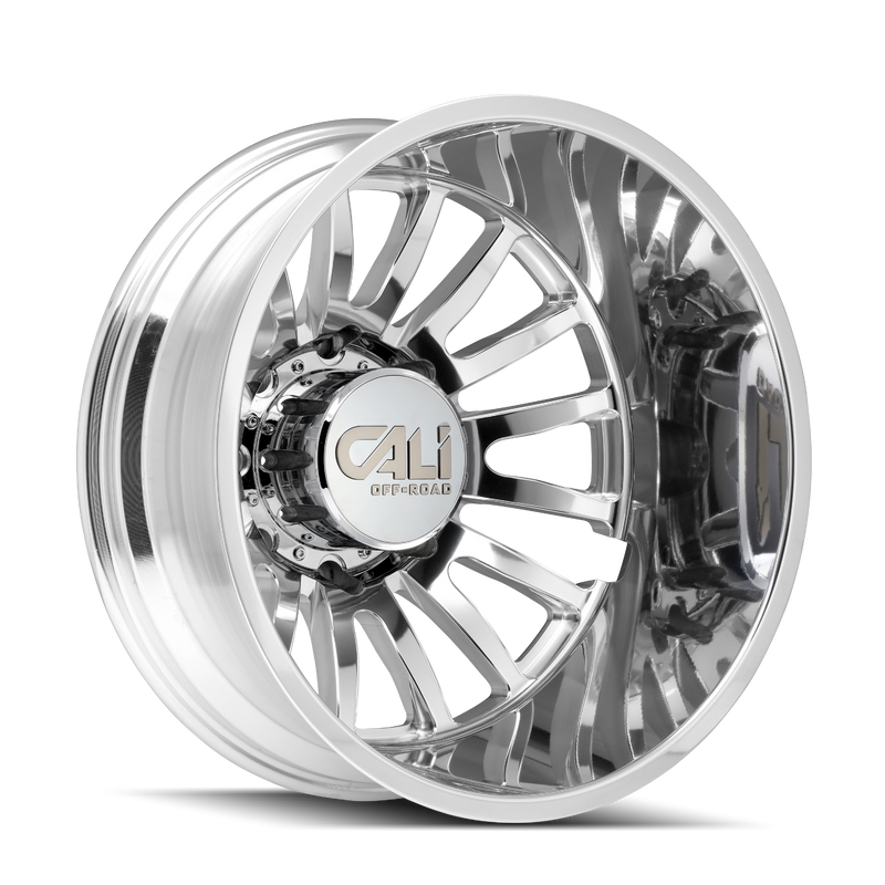 Cali Off-Road - SUMMIT DUALLY - Chrome - POLISHED/MILLED SPOKES - 22" x 8.25", -192 Offset, 8x200 (Bolt Pattern), 142mm HUB