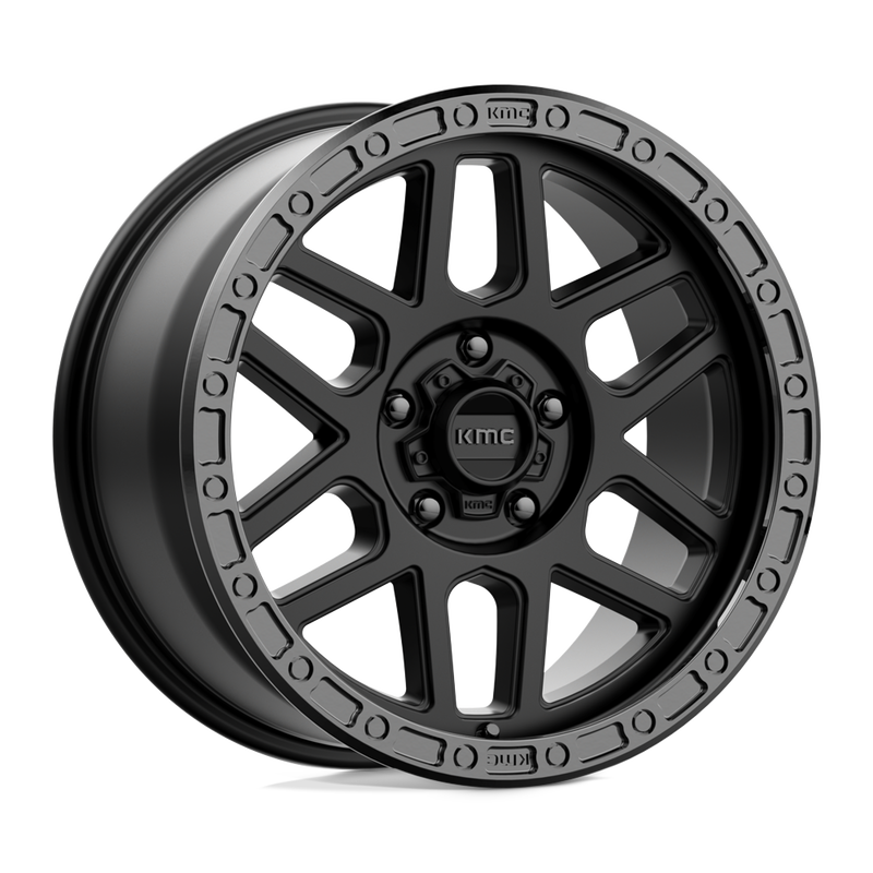 KMC Wheels - KM544 MESA - Black - SATIN BLACK WITH GLOSS BLACK LIP - 18" x 9", 18 Offset, 5x127 (Bolt Pattern), 71.5mm HUB