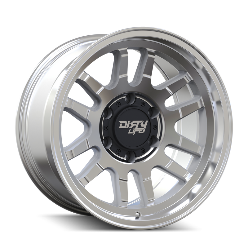 Dirty Life - CANYON - Silver - Machined - 17" x 9", -12 Offset, 5x127 (Bolt pattern), 71.50mm HUB