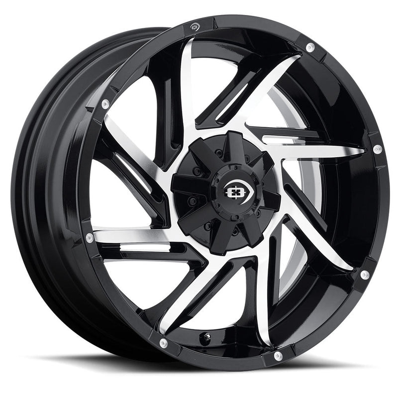 Vision Wheel Off-Road - 422 PROWLER - Black - GLOSS BLACK MACHINED FACE - 18" x 9", 12 Offset, 5x139.7/150 (Bolt Pattern), 110.2mm HUB