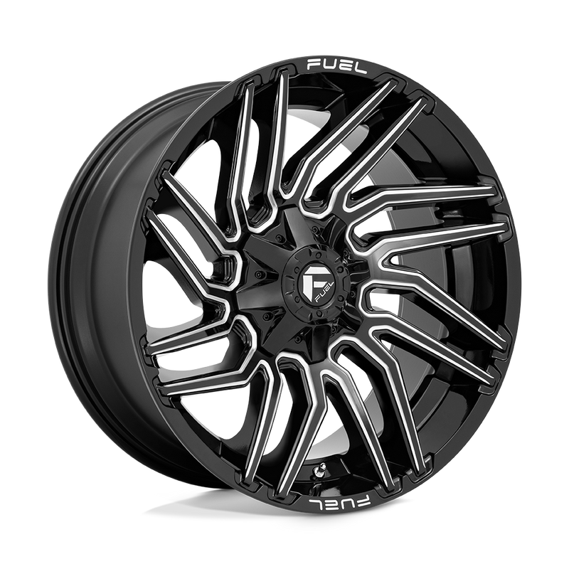 Fuel - D773 TYPHOON - Black - GLOSS BLACK MILLED - 22" x 10", -18 Offset, 8x170 (Bolt Pattern), 125.1mm HUB