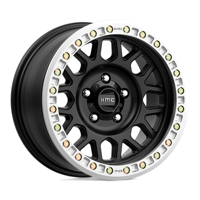 KMC Wheels - KM234 GRENADE DESERT BEADLOCK - Black - SATIN BLACK - 17" x 8.5", 0 Offset, 8x165.1 (Bolt Pattern), 125.1mm HUB