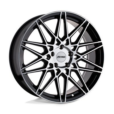 Petrol Wheels - P3C - Black - GLOSS BLACK WITH MACHINED FACE - 20" x 8.5", 40 Offset, 5x112 (Bolt Pattern), 66.6mm HUB