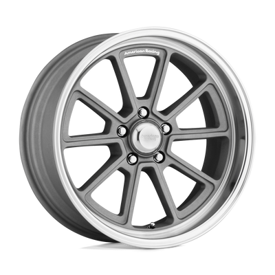 American Racing Vintage - VN510 DRAFT - Gunmetal - VINTAGE SILVER DIAMOND CUT LIP - 18" x 10", 12 Offset, 5x127 (Bolt Pattern), 78.1mm HUB