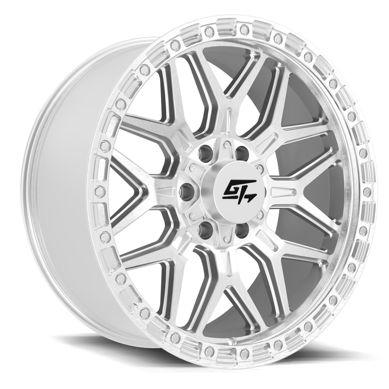 GT Off-Road - Revolt - Silver - Hyper Silver Machined Face - 17" x 9", 12 Offset, 6x135, 139.7 (Bolt Pattern), 106.1mm HUB