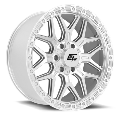 GT Off-Road - Revolt - Silver - Hyper Silver Machined Face - 17" x 9", 12 Offset, 5x127, 139.7 (Bolt Pattern), 78.1mm HUB
