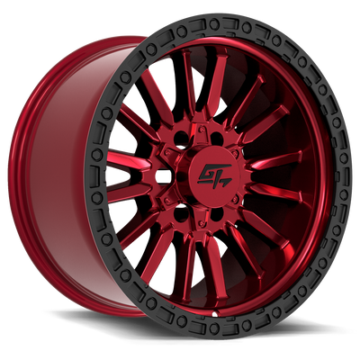 GT Off-Road - CHAMBER - Anodized Red Centre / Black Ring - 18" x 12", -44 Offset, 5x127/139.7 (Bolt pattern), 0.00mm HUB