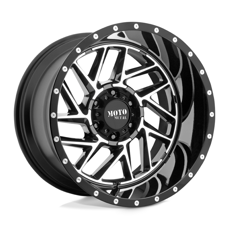 Moto Metal - MO985 BREAKOUT - Black - GLOSS BLACK MACHINED - 20" x 12", -44 Offset, 5x127 (Bolt Pattern), 71.5mm HUB
