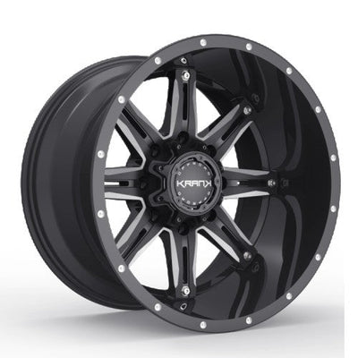 KranK Off-road - Shaft - Black - Gloss Black Milled - 20" x 12", -44 Offset, 6x135/139.7 (Bolt Pattern), 108mm HUB