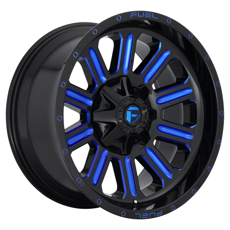 Fuel - D646 HARDLINE - Black - GLOSS BLACK BLUE TINTED CLEAR - 20" x 12", -44 Offset, 8x180 (Bolt Pattern), 124.2mm HUB