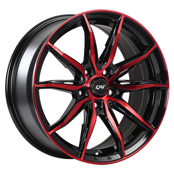 Dai Alloys - Frantic - Black - Gloss Black - Machined Face - Red Face - 18" x 8", 40 Offset, 5x114.3 (Bolt Pattern), 73.1mm HUB