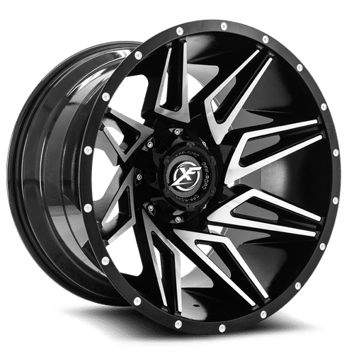 XF Off-Road - XF-218 - Black - Gloss Black Machined - 20" x 12", -44 Offset, 8x165.1/180 (Bolt pattern), 125.2mm HUB