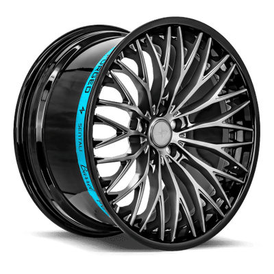 Sentali - SB1 - Black - Gloss Black Lip / Matte Gunmetal Centre - 20" x 9", 35 Offset, 5x112 (Bolt pattern), 66.6mm HUB