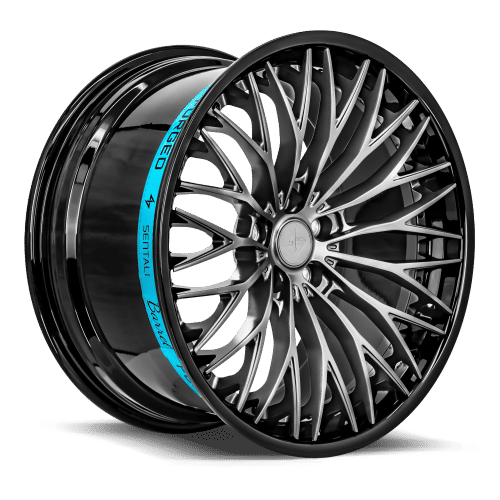 Sentali - SB1 - Black - Gloss Black Lip / Matte Gunmetal Centre - 22" x 9.5", 35 Offset, 5x120 (Bolt pattern), 72.6mm HUB