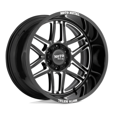 Moto Metal - MO992 FOLSOM - Black - Gloss Black Milled - 22" x 12", -44 Offset, 5x139.7 (Bolt Pattern), 78.1mm HUB