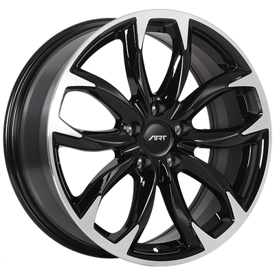 ART - Replica 148 - Black - Gloss Black - Machined Face - 17" x 7.5", 40 Offset, 5x114.3 (Bolt Pattern), 67.1mm HUB