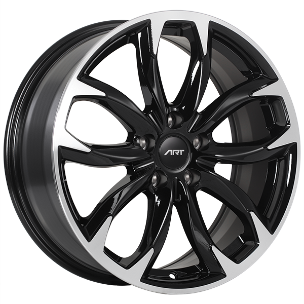 ART - Replica 148 - Black - Gloss Black - Machined Face - 17" x 7.5", 40 Offset, 5x114.3 (Bolt Pattern), 67.1mm HUB