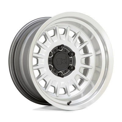 Black Rhino - ALISO - Silver - GLOSS SILVER WITH MIRROR CUT FACE & LIP - 18" x 9", 12 Offset, 5x150 (Bolt Pattern), 110.1mm HUB