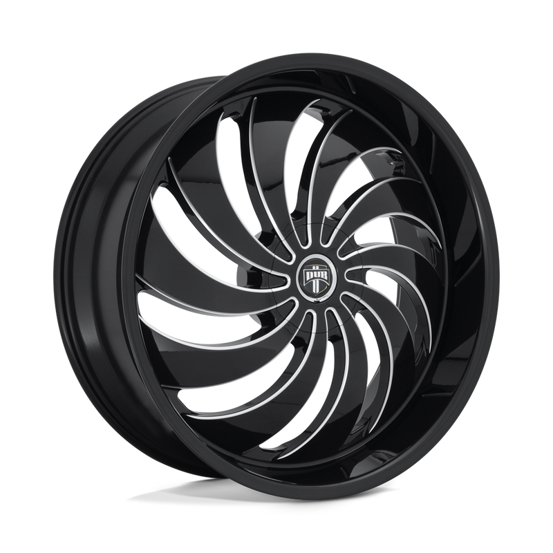 DUB - S242 COJONES - Black - GLOSS BLACK MILLED - 24" x 10", 5 Offset, 5x115/120 (Bolt Pattern), 72.6mm HUB