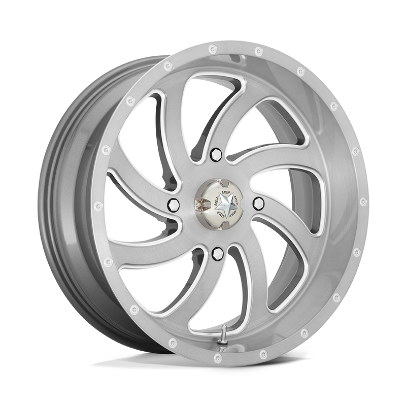 MSA Offroad Wheels - M36 SWITCH - Silver - BRUSHED TITANIUM - 22" x 7", 0 Offset, 4x137 (Bolt Pattern), 112.1mm HUB