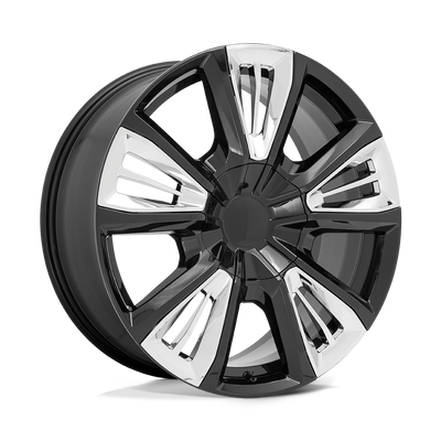 OE Creations - PR212 - Black - GLOSS BLACK WITH CHROME ACCENTS - 22" x 9", 28 Offset, 6x139.7 (Bolt Pattern), 78.1mm HUB