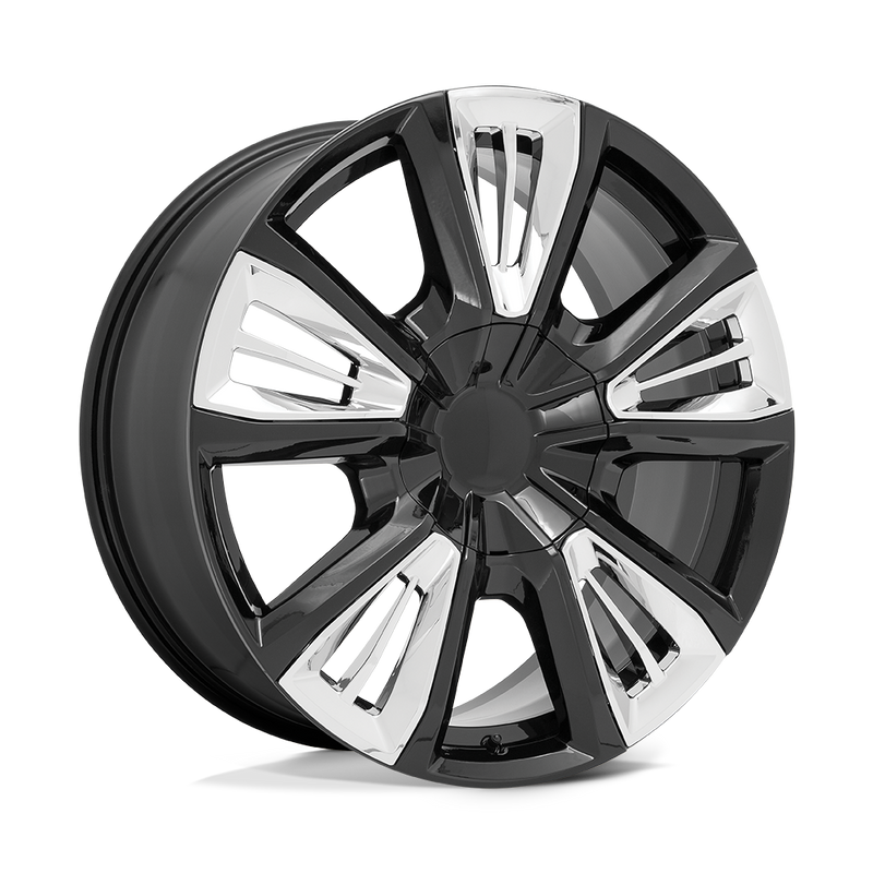 OE Creations - PR212 - Black - GLOSS BLACK WITH CHROME ACCENTS - 22" x 9", 28 Offset, 6x139.7 (Bolt Pattern), 78.1mm HUB