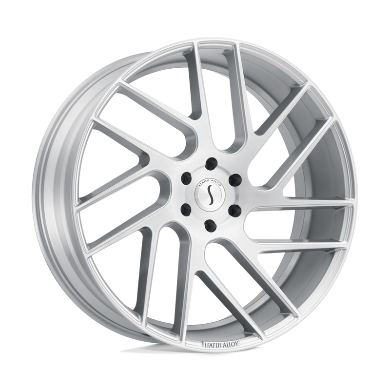 Status Wheels - JUGGERNAUT - Silver - Silver with Brushed Machined Face - 22" x 9.5", 30 Offset, 5x114.3 (Bolt Pattern), 76.1mm HUB