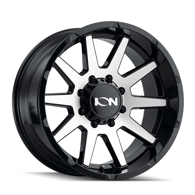 Ion Alloy - 143 - Black - GLOSS BLACK/MACHINED FACE - 20" x 10", -19 Offset, 6x135 (Bolt Pattern), 87.1mm HUB