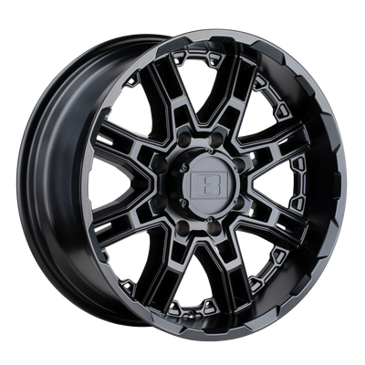 Level 8 - SLINGSHOT - Black - Matte Black - 22" x 11.5", -44 Offset, 8x165.1 (Bolt Pattern), 125.1mm HUB