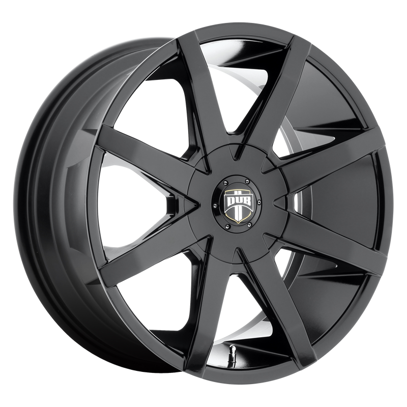 DUB - S110 PUSH - Black - GLOSS BLACK - 24" x 9.5", 33 Offset, 5x114.3/120 (Bolt Pattern), 72.56mm HUB