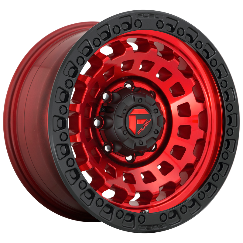 Fuel - D632 ZEPHYR - CANDY RED BLACK BEAD RING - 18" x 9", -12 Offset, 8x180 (Bolt Pattern), 124.2mm HUB