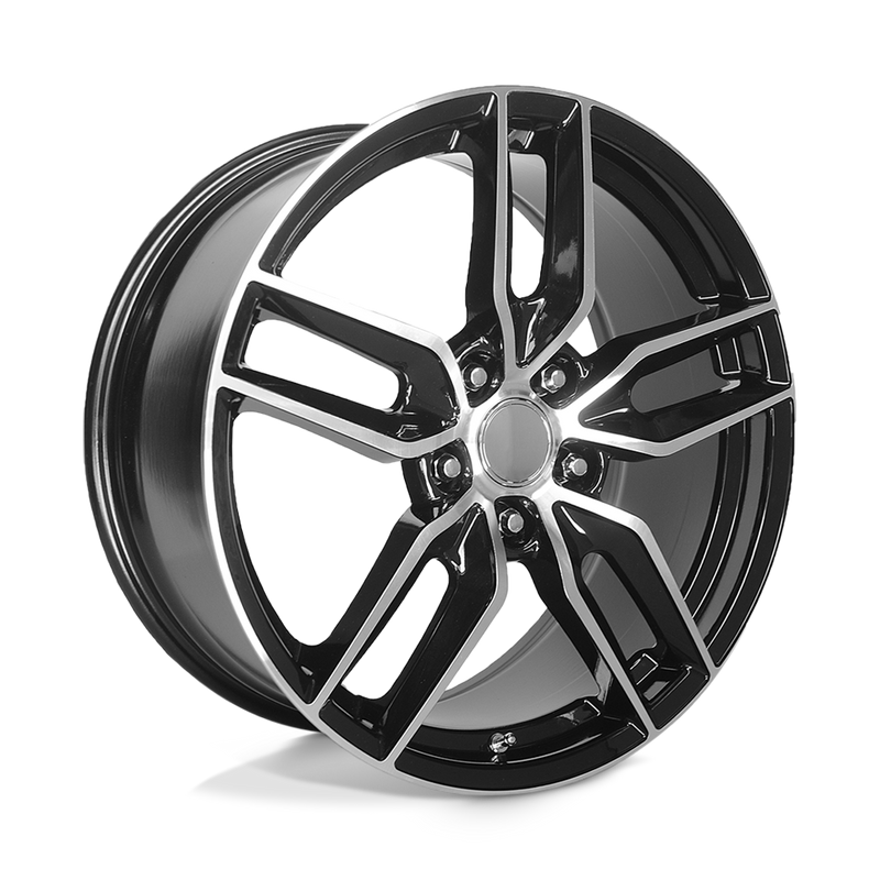OE Creations - PR160 - Black - GLOSS BLACK WITH MACHINED SPOKES - 18" x 8.5", 56 Offset, 5x120.65 (Bolt Pattern), 70.3mm HUB