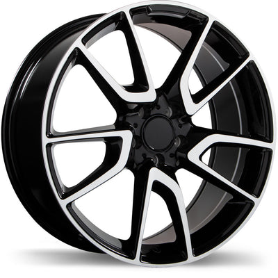 Replika - R207 - Black - Gloss Black with Machined Face - 20" x 8.5", 40 Offset, 5x112 (Bolt Pattern), 66.5mm HUB