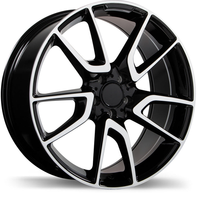 Replika - R207 - Black - Gloss Black with Machined Face - 20" x 8.5", 40 Offset, 5x112 (Bolt Pattern), 66.5mm HUB