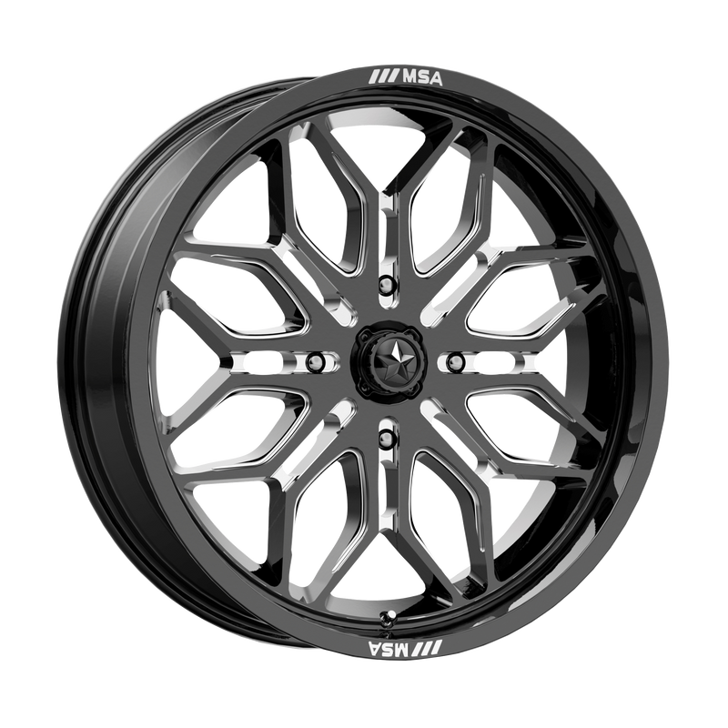 MSA Offroad Wheels - M47 SNIPER - Black - GLOSS BLACK MILLED - 24" x 7", 10 Offset, 4x156 (Bolt Pattern), 115.1mm HUB