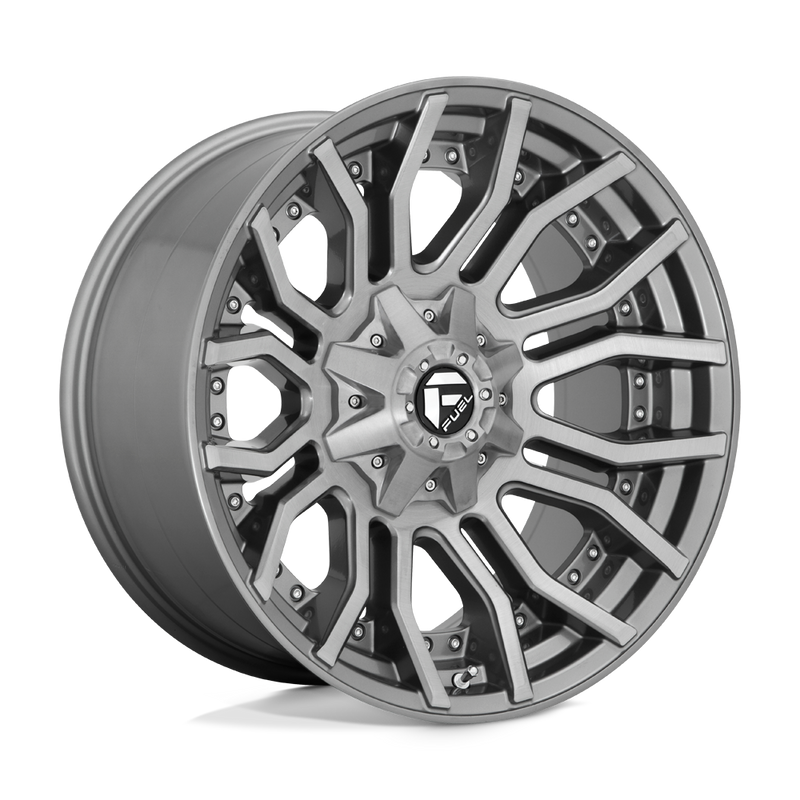 Fuel - D713 RAGE PLATINUM - Gunmetal - BRUSHED GUN METAL TINTED CLEAR - 20" x 10", -18 Offset, 8x170 (Bolt Pattern), 125.1mm HUB