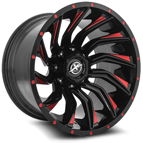 XF Off-Road - XF-224 - Black - Gloss Black Red - 20" x 10", -12 Offset, 8x165.1/180 (Bolt pattern), 125.2mm HUB