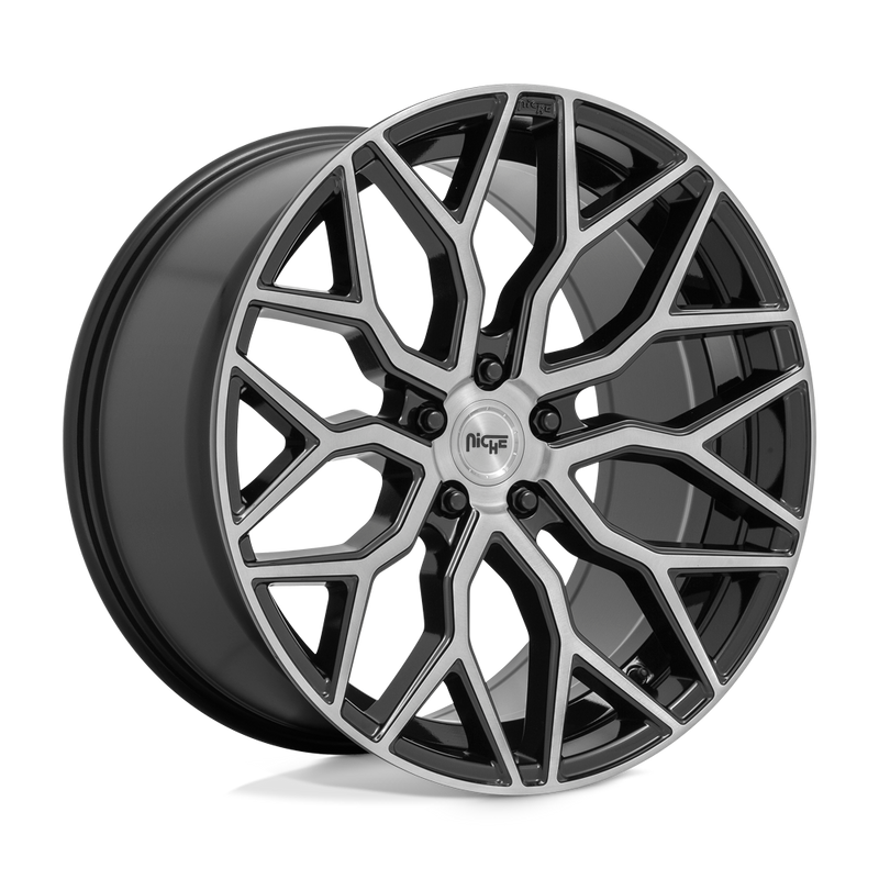 Niche - M262 MAZZANTI - Black - GLOSS BLACK BRUSHED FACE - 22" x 10", 35 Offset, 5x112 (Bolt Pattern), 66.6mm HUB