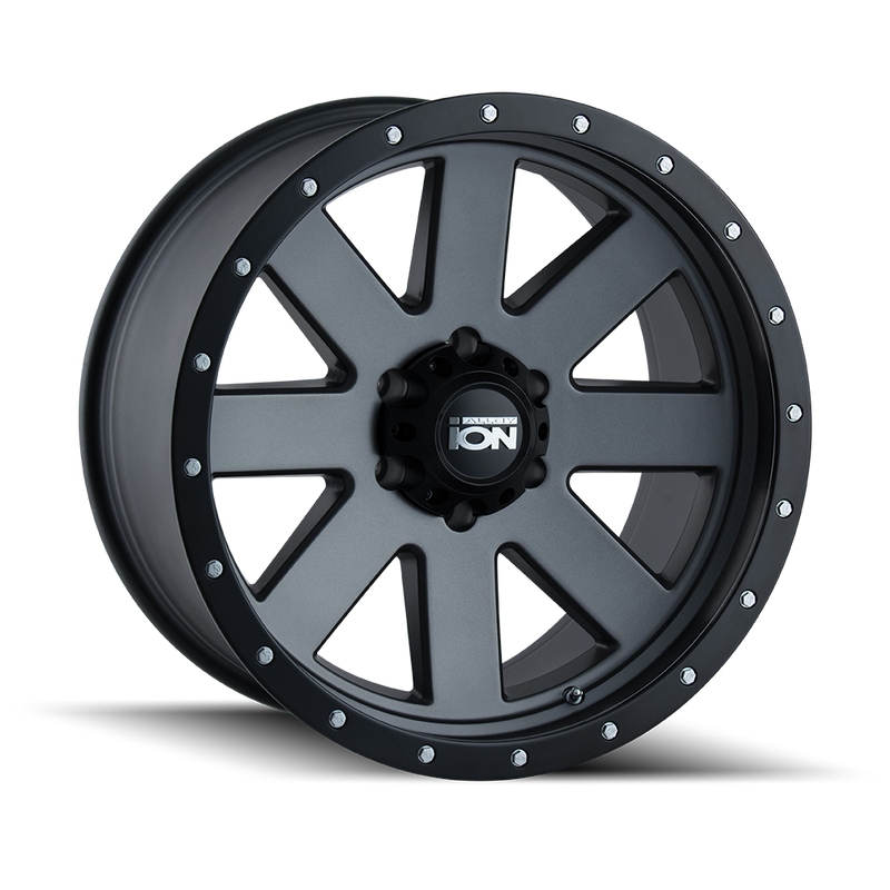 Ion Alloy - 134 - Gunmetal - MATTE GUNMETAL/BLACK BEADLOCK - 18" x 9", 18 Offset, 8x180 (Bolt Pattern), 124.1mm HUB